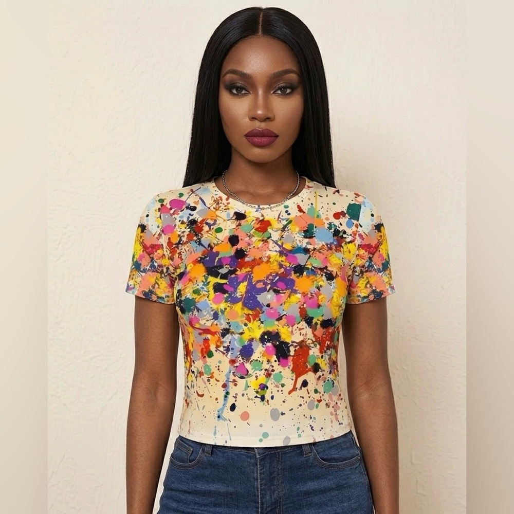 Color Splash Short Sleeve Tee - Multicolor - Picture 4 of 4